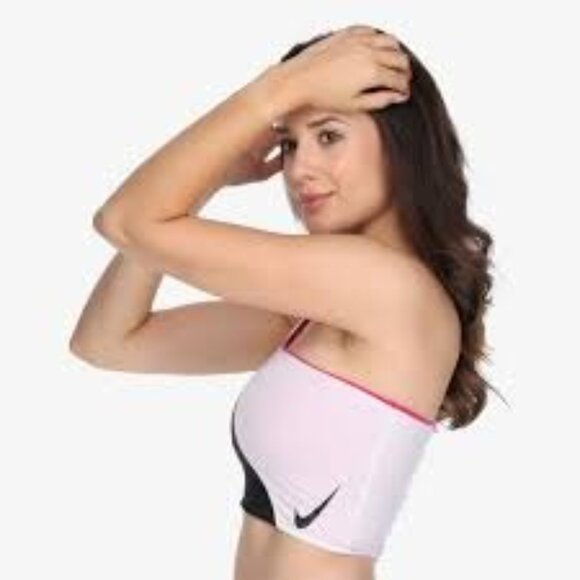 Nike Swim Reversible Asymmetrical Crop Tank Pink Other Side Black/White Large - Picture 4 of 6